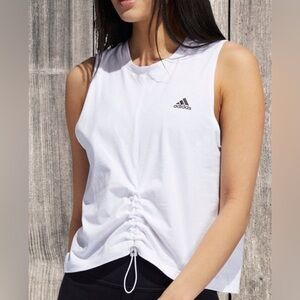 ADIDAS Cinch Tank/Top WHITE Light Weight Knit COTTON Activewear SLEEVELESS